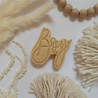 Boy in Florence Font Baby Shower Cookie Cutter