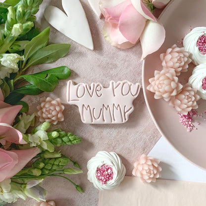 Love You Mummy in Child Font Mother's Day Cookie Cutter and Stamp