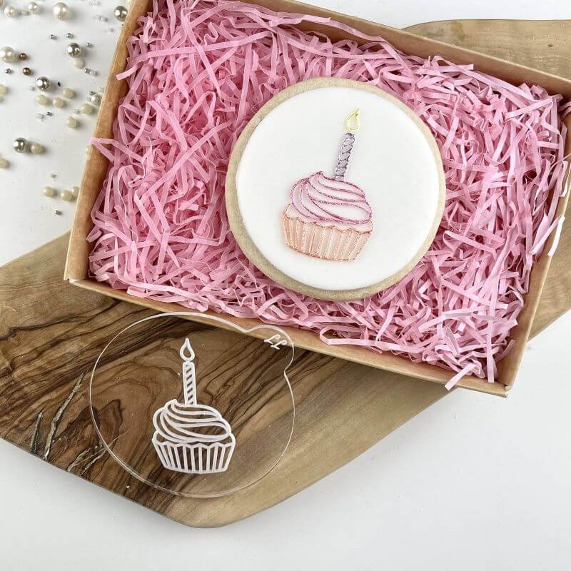 Cupcake with Candle Birthday Cookie Embosser
