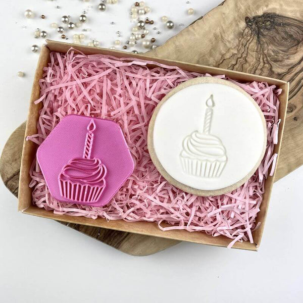 Cupcake with Candle Birthday Cookie Stamp