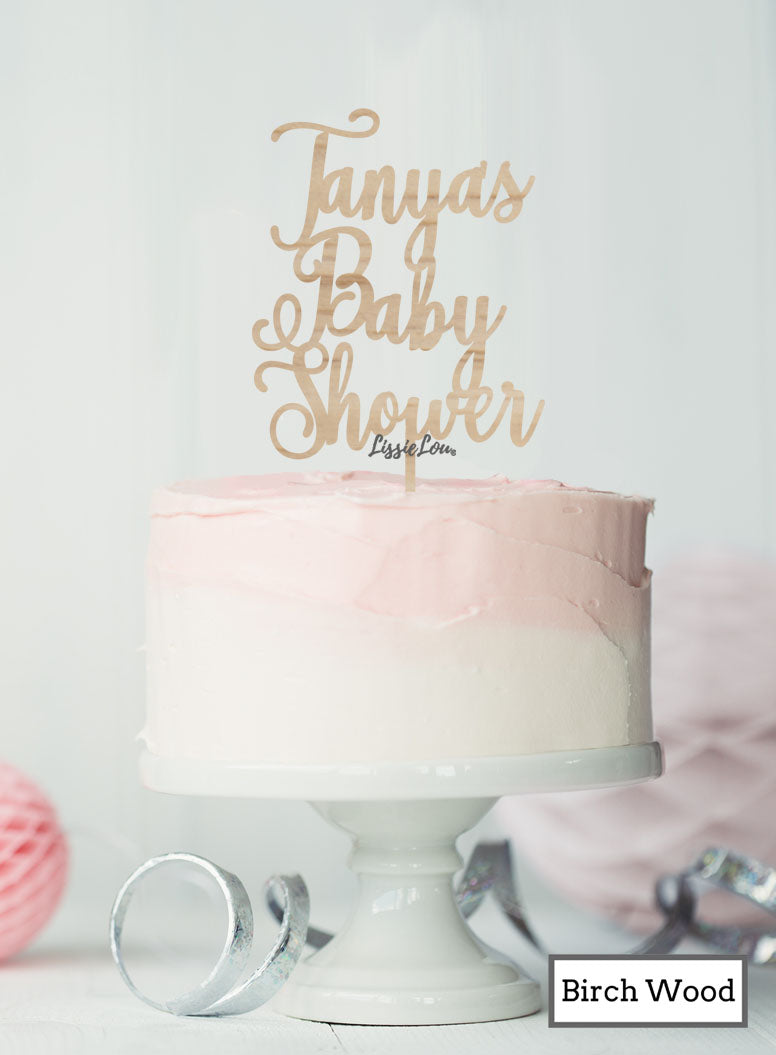 Custom Baby Shower with Name Pretty Cake Topper Premium 3mm Acrylic