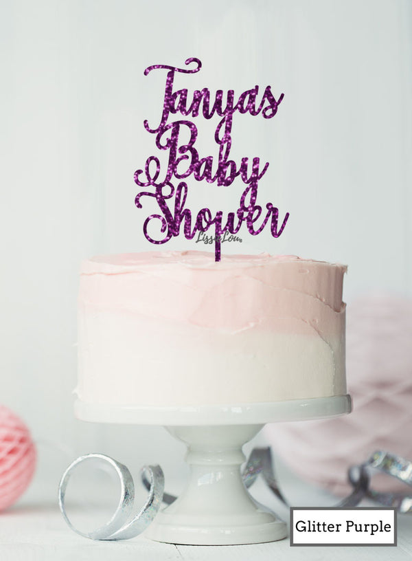 Custom Baby Shower With Name Pretty Acrylic Shopify - Glitter Purple