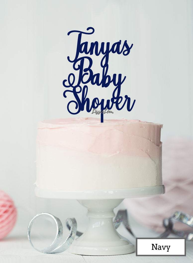 Custom Baby Shower With Name Pretty Acrylic Shopify - Navy