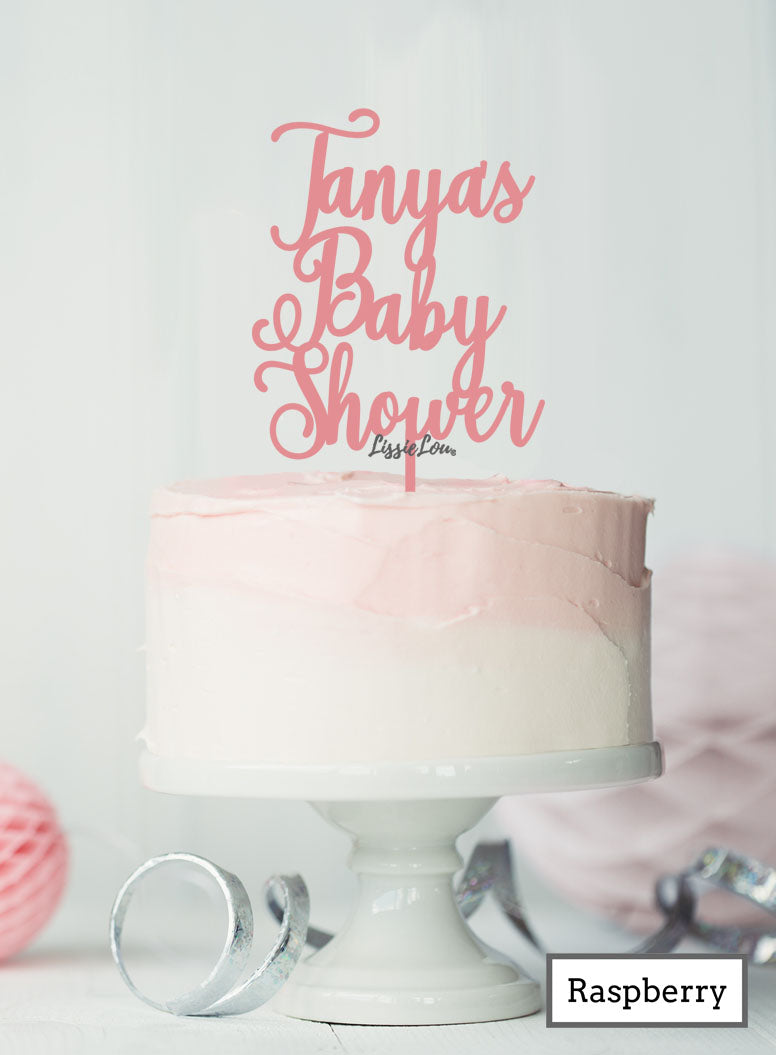 Custom Baby Shower With Name Pretty Acrylic Shopify - Raspberry