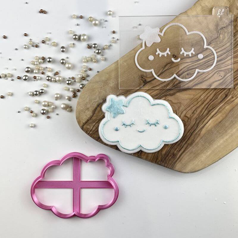Cute Cloud Baby Shower Cookie Cutter and Embosser