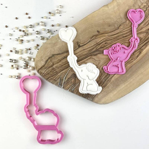 Cute Elephant with Heart Baby Shower Cookie Cutter and Stamp