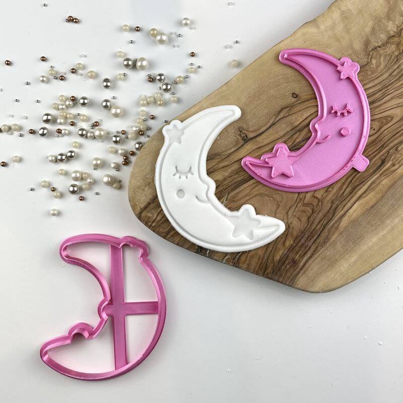 Cute Moon Baby Shower Cookie Cutter and Stamp