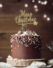 Merry Christmas with Swirl and Star Cake Topper Glitter Card Gold