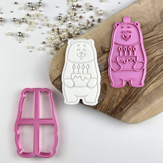 Daniel with his Birthday Cake Cookie Cutter and Stamp