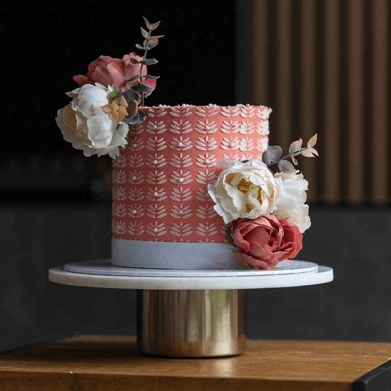 Delicate Petal Pattern Cake Stencil - Full Size Design