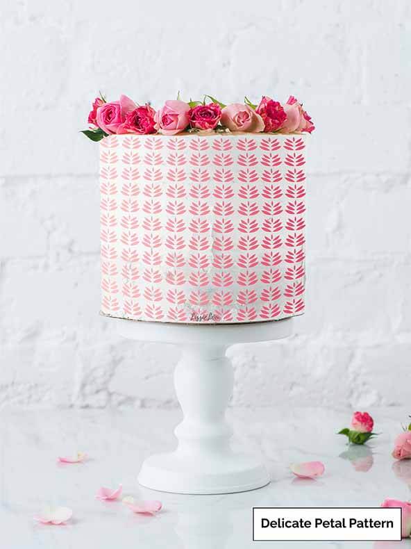 Delicate Petal Pattern Cake Stencil - Full Size Design