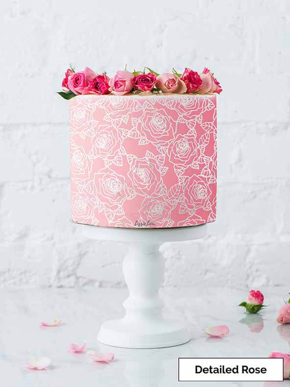 Detailed Rose Cake Stencil - Full Size Design