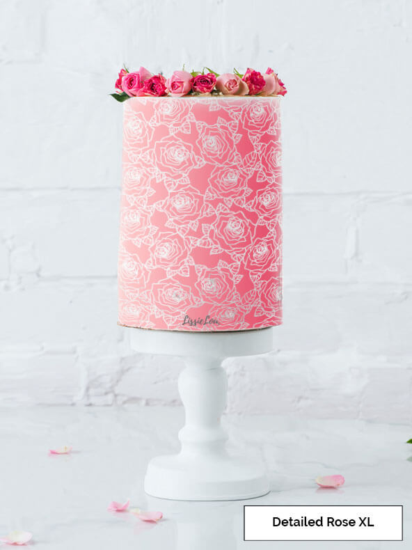 Detailed Rose Cake Stencil - XL Design Size