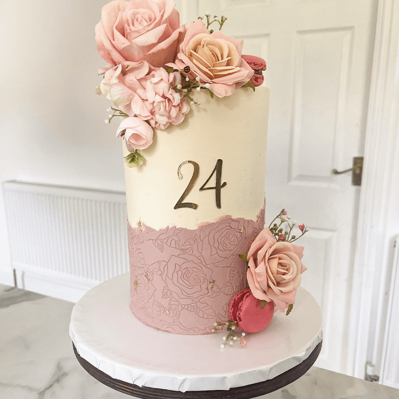 Detailed Rose Cake Stencil - XL Design Size