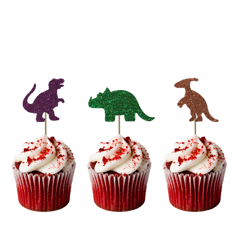 Dinosaur Glitter Cupcake Toppers
