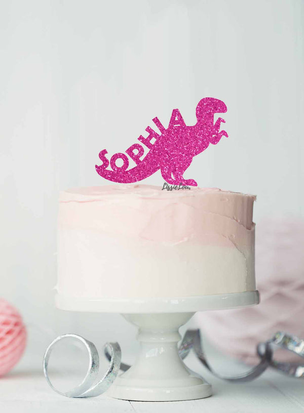 Bespoke Dinosaur Tyrannosaurus Rex Cake Topper Hot Pink