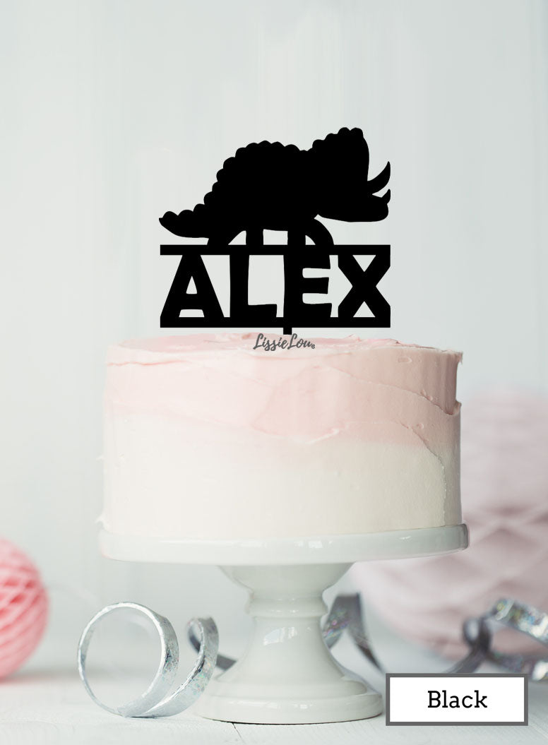 Bespoke Dinosaur Triceratops Cake Topper Black