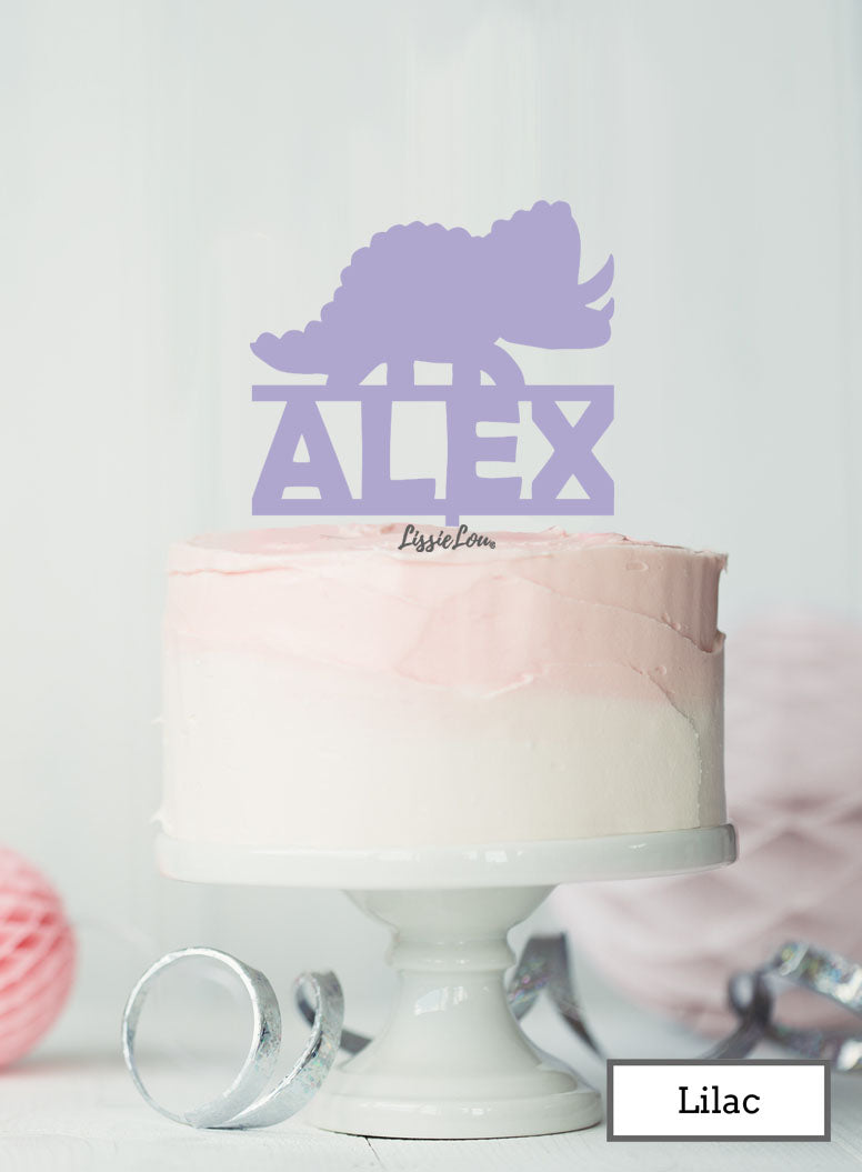 Bespoke Dinosaur Triceratops Cake Topper Lilac