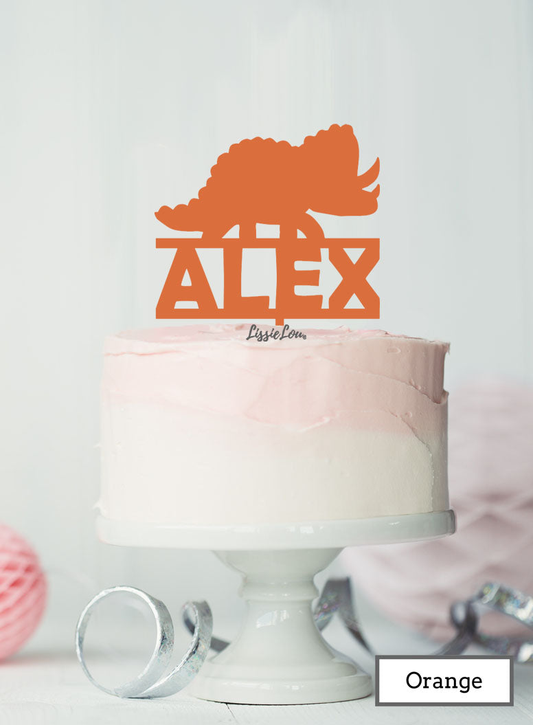 Bespoke Dinosaur Triceratops Cake Topper Orange