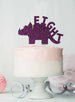 Dinosaur Eight 8th Birthday Cake Topper Glitter Card Dark Purple