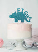 Dinosaur Eight 8th Birthday Cake Topper Glitter Card Light Blue