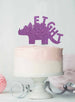 Dinosaur Eight 8th Birthday Cake Topper Glitter Card Light Purple