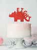 Dinosaur Eight 8th Birthday Cake Topper Glitter Card Red