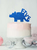 Dinosaur Five 5th Birthday Cake Topper Glitter Card Dark Blue