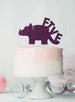 Dinosaur Five 5th Birthday Cake Topper Glitter Card Dark Purple