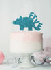 Dinosaur Five 5th Birthday Cake Topper Glitter Card Light Blue