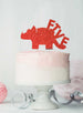 Dinosaur Five 5th Birthday Cake Topper Glitter Card Red
