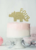 Dinosaur Four 4th Birthday Cake Topper Glitter Card Gold