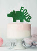Dinosaur Four 4th Birthday Cake Topper Glitter Card Green
