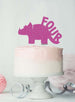 Dinosaur Four 4th Birthday Cake Topper Glitter Card Hot Pink