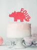 Dinosaur Four 4th Birthday Cake Topper Glitter Card Light Pink