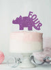 Dinosaur Four 4th Birthday Cake Topper Glitter Card Light Purple
