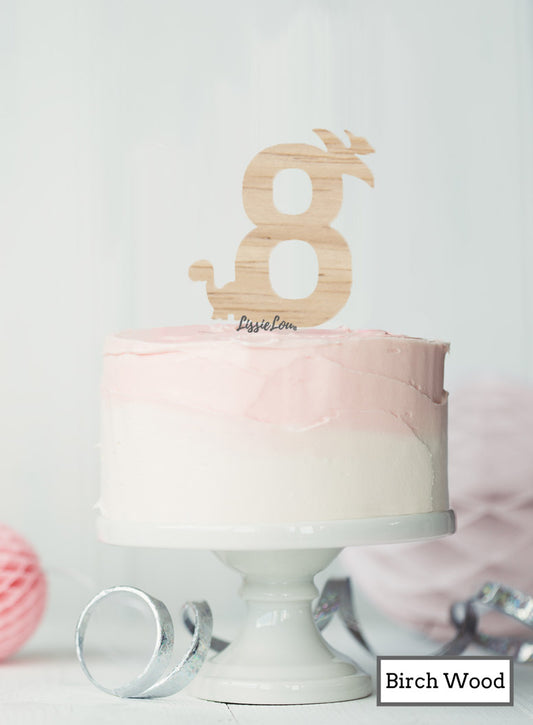 Eco Friendly Number Five Dinosaur Fun Cake Topper Premium 3mm Birch Wood