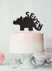 Dinosaur Seven 7th Birthday Cake Topper Glitter Card Black