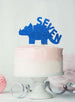 Dinosaur Seven 7th Birthday Cake Topper Glitter Card Dark Blue