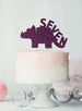 Dinosaur Seven 7th Birthday Cake Topper Glitter Card Dark Purple