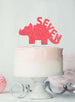 Dinosaur Seven 7th Birthday Cake Topper Glitter Card Light Pink