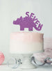 Dinosaur Seven 7th Birthday Cake Topper Glitter Card Light Purple