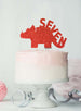 Dinosaur Seven 7th Birthday Cake Topper Glitter Card Red