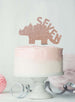 Dinosaur Seven 7th Birthday Cake Topper Glitter Card Rose Gold
