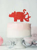 Dinosaur Six 6th Birthday Cake Topper Glitter Card Red