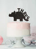 Dinosaur Three 3rd Birthday Cake Topper Glitter Card Black