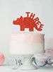 Dinosaur Three 3rd Birthday Cake Topper Glitter Card Red