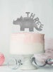 Dinosaur Three 3rd Birthday Cake Topper Glitter Card Silver