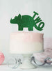 Dinosaur Two 2nd Birthday Cake Topper Glitter Card Green