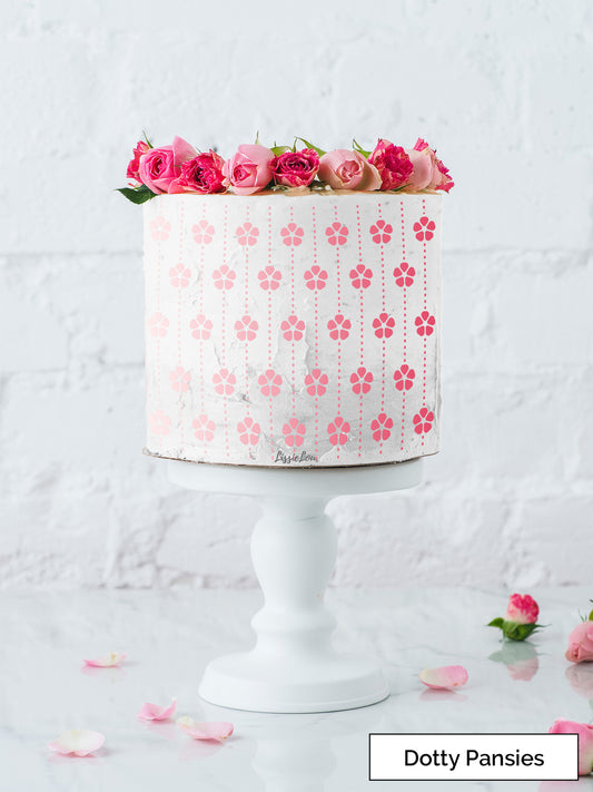 Dotty Pansies Cake Stencil - Full Size Design